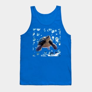 Sea turtle and bubbles, eat my bubbles Tank Top